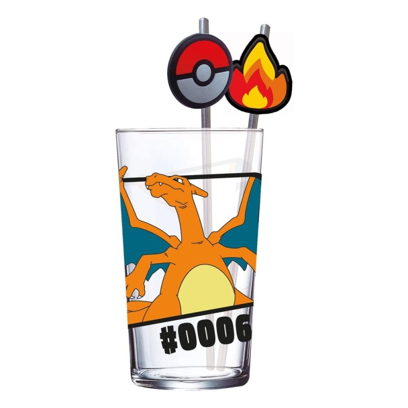 Verre avec pailles métal Dracaufeu | Pokemon
