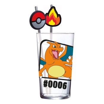 Verre avec pailles métal Dracaufeu | Pokemon