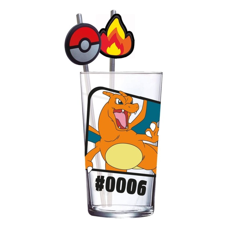 Verre avec pailles métal Dracaufeu | Pokemon